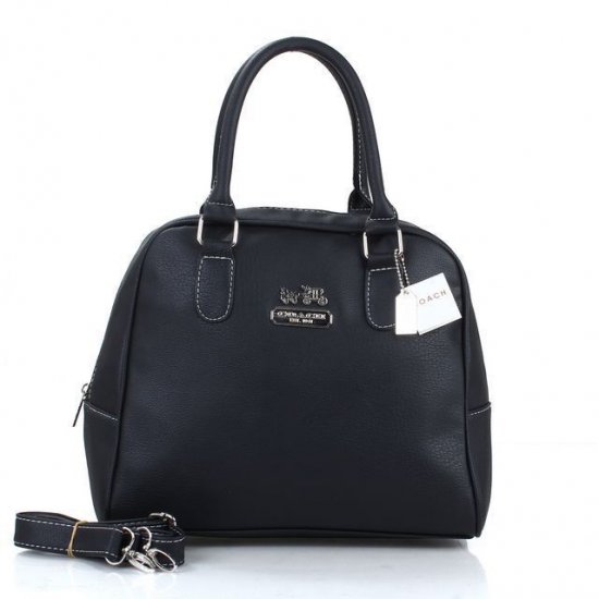 Coach Georgie In Leather Medium Black Satchels ESY | Women - Click Image to Close